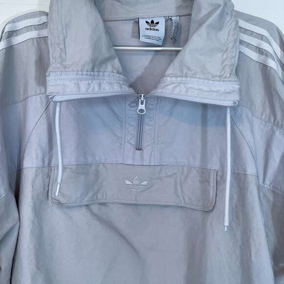Adidas Anorak Jacket Kangaroo Pale Grey Unisex - Picture 4 of 8
